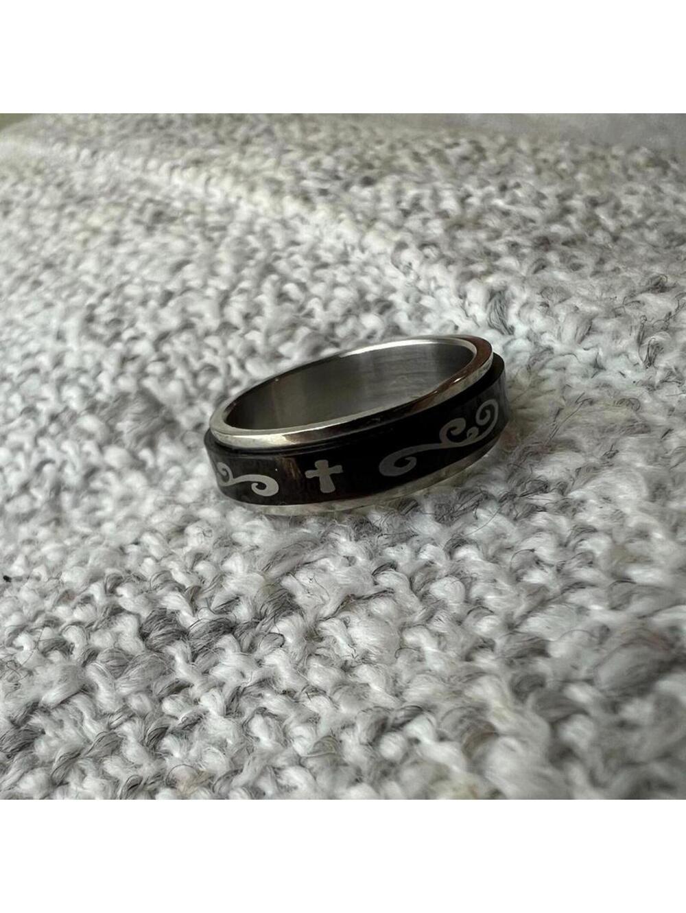 Vintage Stainless Steel Heart Scroll Spinner Ring